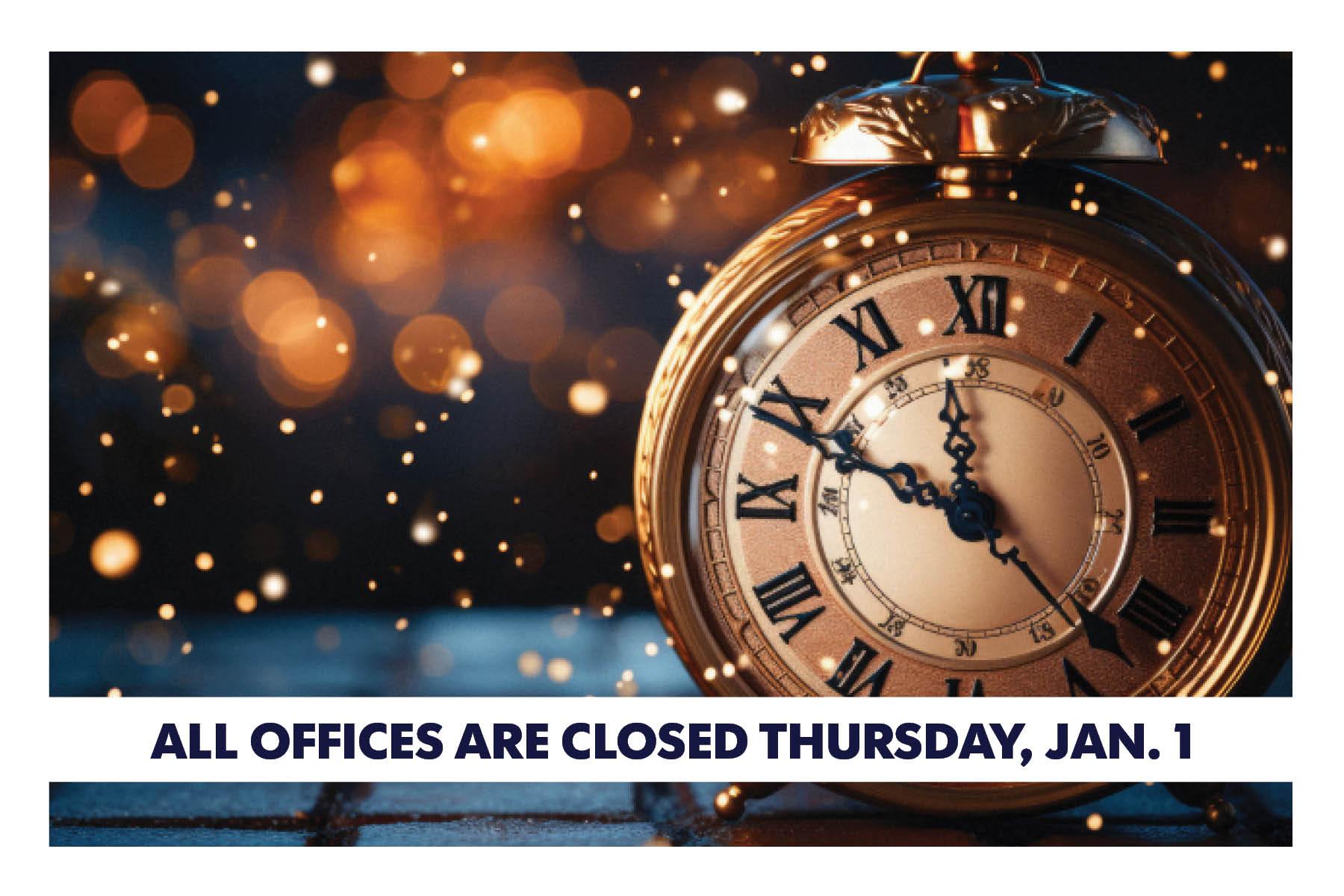 All offices closed January 1